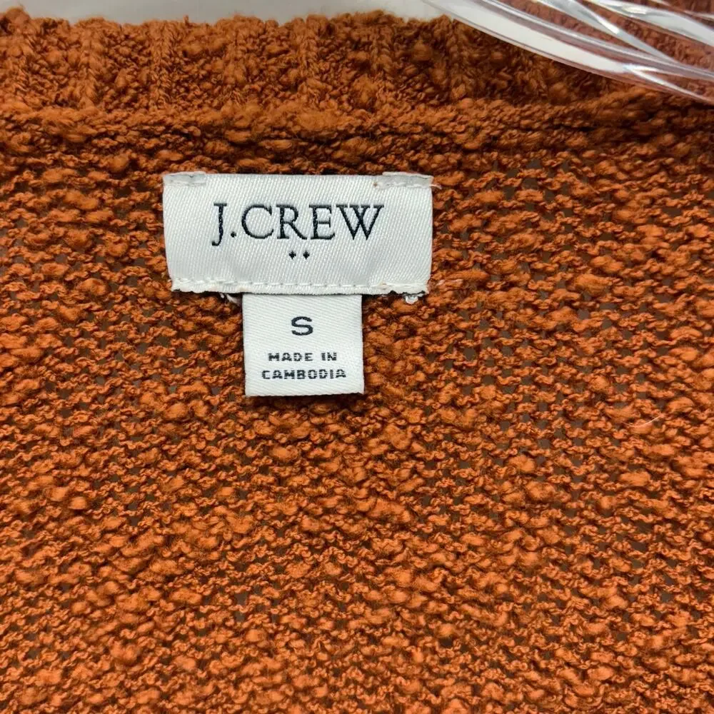 J. Crew Sweater, Rust Brown Cotton V Neck Pullover Women's Size S